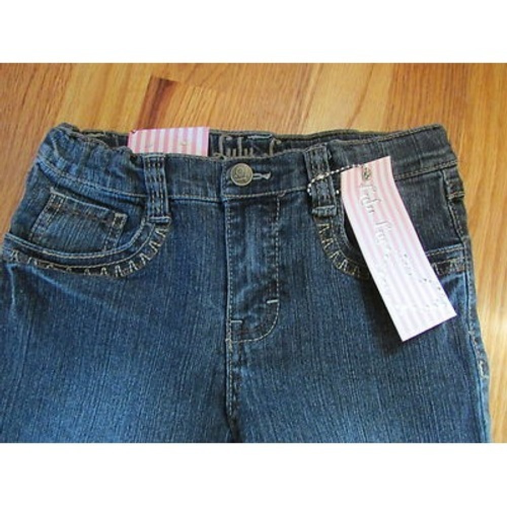 Girls NWT Lulu Luv skinny jeans 6x  adjustable waist sequins stitching on pocket